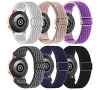 Sunnyson Stretchy Nylon Watch Bands Compatible with Samsung Galaxy Active 2 Strap 40mm 44mm Galaxy Watch 5 Watch 5 Pro Galaxy Watch 3 41mm/Active 40mm 20mm Elastic Loop Band, White/Pink/Purple/Storm