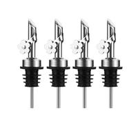 Sunnyway 4 Pcs Olive Oil Dispenser Spout, Stainless Steel Oil Pour Spouts Replacement with Leak-Proof Design Bottle Pourers for Liquids, Olive Oil, Wine, and Vinegar with Auto Flip Feature (Silver)