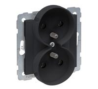 SUNO 2 BLACK MODULE 2X AC OUTLET WITH SCREW TERMINALS 16A 250V