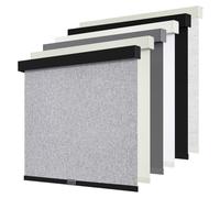 SUNOFF Cordless Blackout Roller Shades Blinds for Windows Free-Stop,Pull Down Room Darkening with Valance,Thermal Insulated Woven Fabric Window Door Blinds for Home,Office,Heather Grey 18" W x 72" H