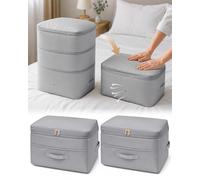 SUNOHE Ultra Space Saving Self Compression Organizers, 2 Pack Double Zipper Compression Packing Cubes for Bedding, Comforter Storage Bag for Blankets Duvet Quilts Pillows Queen King (Gray, X-Large)