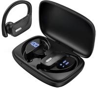 SUNOL T16 Wireless Earbuds 80hrs Playtime, Wireless Charging Case, Digital Display, Bluetooth 5.0, Over-Ear, Black, Adult, Sport