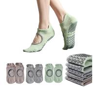Sunolkie 3 Pairs Pilates Socks for Women, Dance Studio, Indoor Exercise, Yoga Pilates Hospital Maternity, Various Colour-A, One Size