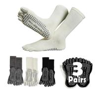 Sunolkie 3 Pairs Women’s Anti-Slip Toe Socks - Breathable Pilates Yoga Socks, Sweat-Absorbing Medium Length Workout Socks, UK 4-7 / EU 36-40 / US 5-8.5