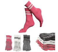 Sunolkie Pilates Yoga Non-Slip Socks for Women, Breathable Cotton Elastic with Rubber Dots Athletic Socks, One Size UK 3-6.5 US 5-8.5, EU 36-40,3 Pairs