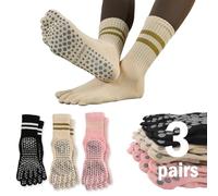 Sunolkie Pilates Yoga Socks Non-Slip Socks for Women, Breathable Cotton Elastic with Rubber Dots Athletic Socks, One Size UK 3-6.5 US 5-8.5, EU 35-40,3 Pairs