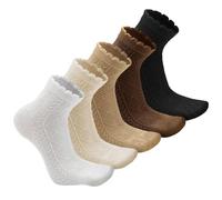 Sunolkie Women’s 5 Pairs Socks - Breathable Cotton Crew Socks with Fun Striped & Vintage Designs, Comfortable Casual Sport Socks, One Size UK 2.5-5.5 / EU 35-38.5 / US 5-8