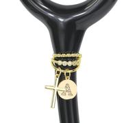 SUNOR ute Stethoscope Charm Tag for Nurses, Gold Cross and Initial Letter Pendant Charms Personalized ID Tags Decor Accessories，Present for Pediatric Doctor Vet Tech Veterinary Medical Worker