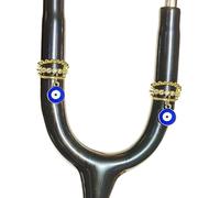 SUNOREEK Spark Bling Gold Stethoscope Charms for Nurse, Cute Evil Eye Stethoscopes Decor Id Name Tag Personalized Accessories, Custom Present for Nurses Pediatric Veterinarian, Medical Worker Doctor