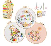 SunorthLife Embrodiery Kit for Beginners, Embrodiery Starter Sets for Adults Including Embrodiery Patterns, Threads, Needles, Hoop | Birthday