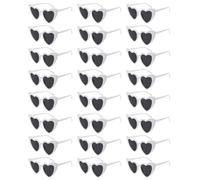 SUNOVELTIES 24/48 Pack Heart Shaped Sunglasses Bulk 90s Retro Bachelorette Party Glasses Colored Shades Wedding Eyewear, 24 White, M