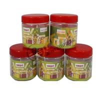 Sunpet J0100 100ml Small Plastic Food Storage Canisters, Red, pack of 6