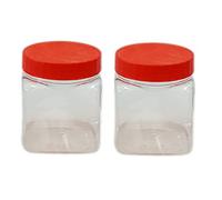 Sunpet J0400SQ Small Plastic Food Storage Canisters, Red, 400ml, Pack of 2