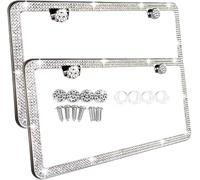 SunplusTrade Bling License Plate Frame for Women 2 Pack Sparkly License Plate Frames Bedazzled Diamond Rhinestone Crystals (Silver)