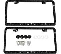 SunplusTrade Bling License Plate Frame for Women 2 Pack Sparkly License Plate Frames Bedazzled Diamond Rhinestone Crystals (Black)