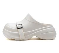 Sunporx Women's Waterproof Platform Clogs Comfort Non-Slip Slip-on Platform Garden Shoes Work Waterproof Outdoor Beach Mules Sandal White A 5-5.5