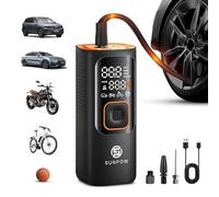 SUNPOW Electric Tyre Inflator Portable Air Compressor, 160psi Cordless Mini Air Compressor for Car Tires, Rechargeable 7500mah Battery, Auto-Shutoff Car Tyre Pump with LCD Dual Screen