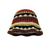 Sunproof Crochet Bucket Hat Ladies Spring Commute Camping Fisherman with Stripe Pattern for Girlfriend