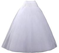 Sunqiran White Underskirt 4 Layers Hoopless Petticoat Tulle Crinoline Slips