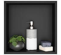 Sunrik Embedded Shower Niche - Stainless Steel, Single Layer, 30×30×10 cm, Black