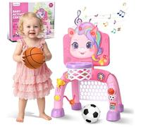 SunRiMax Toddler Basketball Hoop&Soccer Goal,Toys for 1 2 3 Year Old Girls,1+ Year Old Girl Gift 1st Birthday Chirstmas, Baby Sports Toy with Light Sound Music,12-18 Months Baby Activity Center