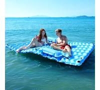 Sunrio 2025 Upgrade 102''*72'' Giant Inflatable Floating Mat-Pool Float Lake Floats for Adults with Pool Hammock Pool Mats for Floating Swimming Pool Beach Lake for Summer Water Party Blue