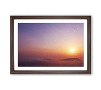 Sunrise Above The Mountains Framed Print | A2 Walnut Framed Wall Art | Ready to Hang | Modern Landscape Picture | Living Room Bedroom Lounge Office