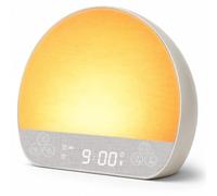 Sunrise Alarm Clock w/ 30Min Wake Up Light & White Noise Machine for Sleep | Dual alarms w/ 10-minute snooze, 37 built-in sounds 30/60/90-min sleep timer & display off mode, BT speaker, physical button