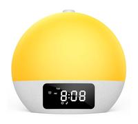 Sunrise Alarm Clock, Wake-up Light, 9Min Snooze, Bedroom Night Lamp, 25 Soothing Sounds with 16 Volumes, Weekday/Weekend Dual Alarms, Child/Adult Sunset Alarm, Adjustable BT Party/Gathering Lamp