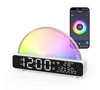 Sunrise Alarm Clock, Wake Up Light with Sunrise Simulation, White Noise Machine, Baby Sound Machine, Multicolor Night Light with 13 Soothing Sounds, Room Thermometer, APP/Touch/Voice Control (White)