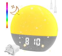 Sunrise Alarm Clock,Wake Up Light with Sunrise Sunset Simulation Dual Alarms,White Noise Machine Sleep Aid with 24 Natural Sounds, 9 Min Snooze,Type-C,FM Radio,18 Colors Night Lamp Bedside Kids Adult