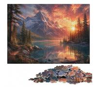 Sunrise at The Mountains Adult Jigsaw Puzzle, Wooden, 1000 Pieces | Festive puzzle present: indoor weekend activity during indoor leisure.