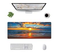 Sunrise Beach and Waves Extended Big Mouse Pad Large,XL Gaming Mouse Pad Desk Pad,31.5x11.8inch Long Computer Keyboard Mouse Mat Mousepad with 3mm Non-Slip Base and Stitched Edge for Home Office Work