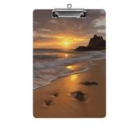 Sunrise Beach Clipboard, A4 Acrylic Clipboard with Hanging Hole, Ultra-Light Clip Board - Holds 100 Sheets, Shatterproof Document Holder for Office, 12.5" X 8.5"