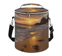 Sunrise Beach Lunch Bag, 15L Portable Leakproof Picnic Basket with Shoulder Strap, Insulated Picnic Cooler Bag for Camping, Beach, Hiking & Groceries
