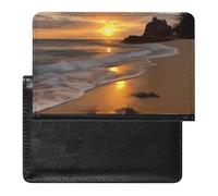 Sunrise Beach Passport Cover Family Printed Leather Passport Holder Minimalist Front Pocket Slim Travel Wallet Cover Case Lightweight Credit Card Holder for Women Men