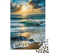Sunrise Beach Wave 1000 Piece Puzzle for Relaxation Brain Training Retirement Gift Housewarming Gift for Advanced Puzzlers 38x26cm/1000pcs