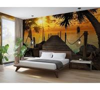 Sunrise bedroom decor Wallpaper 368x254 cm feature wall mural giant decor Island