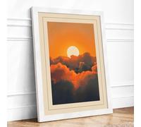 Sunrise Beyond Clouds Modern Framed Wall Art Print A1 (84.1×59.4cm) White, Wall Decor for Living Room, Bedroom, Office & Home, Ready to Hang, Art Gift
