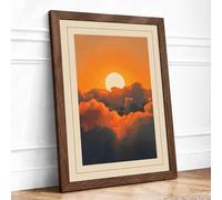 Sunrise Beyond Clouds Modern Framed Wall Art Print A3 (42×29.7cm) Walnut, Wall Decor for Living Room, Bedroom, Office & Home, Ready to Hang, Art Gift