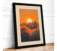 Sunrise Beyond Clouds Modern Framed Wall Art Print A4 (29.7×21cm) Black, Wall Decor for Living Room, Bedroom, Office & Home, Ready to Hang, Art Gift