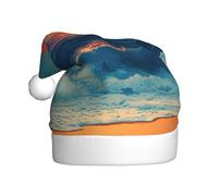 Sunrise By The Sea Adult Holiday Hat â€“ Festive Party Hat With Plush Piping And Pom-Pom, Durable Print Design, Perfect For Christmas, New Year'S, Halloween, And More