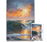 Sunrise Coast Waves Teenagers 1000 Pieces Puzzle Educational Reasoning Skill Game Ideal Thoughtful Gift for All Events Size 50x75cm