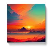 Sunrise Color Field Painting Canvas Print | Gallery Wrapped 30mm Frame Wall Art | 20x20 inches | Ready to Hang | Modern Landscape Picture | Living Room Bedroom Lounge Office