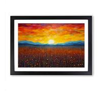 Sunrise Colour Field No.2 Framed Print | A2 Black Framed Wall Art | Ready to Hang | Modern Landscape Picture | Living Room Bedroom Lounge Office
