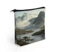 Sunrise Crossing of The Smoke Hills Makeup Bag with Sturdy Zipper，Linen Material Storage Bag,Large Capacity And Multi-Purpose Cosmetic Bag for Daily Life, Travel, Outings, Business Trips And Other Occ