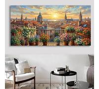 Sunrise Diamond Art Kits Adults, 5D Diamond Painting Small Town DIY Full Round Drill Crystal Art Kits for Adults Beginners, Rhinestone Embroidery Arts and Crafts for Home Wall Decor, 50x100cm, Cod-121