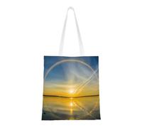 Sunrise Horizon Fashion Canvas Tote Bag With All Over Print Design, Large Reusable Shopper Tote With Double Handles,Beach Tote, Weekend Bag