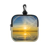 Sunrise Horizon Square Zipper Pouch with All-Over Print,Waterproof Rubber-Fabric, Lightweight Durable Small Organizer Bag for Coins, Cards, Keys