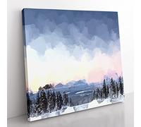 Sunrise in Finland in Abstract Modern Canvas Wall Art Print Ready to Hang, Framed Picture for Living Room Bedroom Home Office Décor, 50x50 cm (20x20 Inch)
